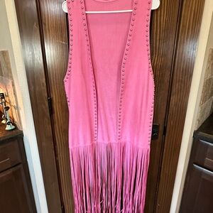 Crazy Train Pink Fringe Vest